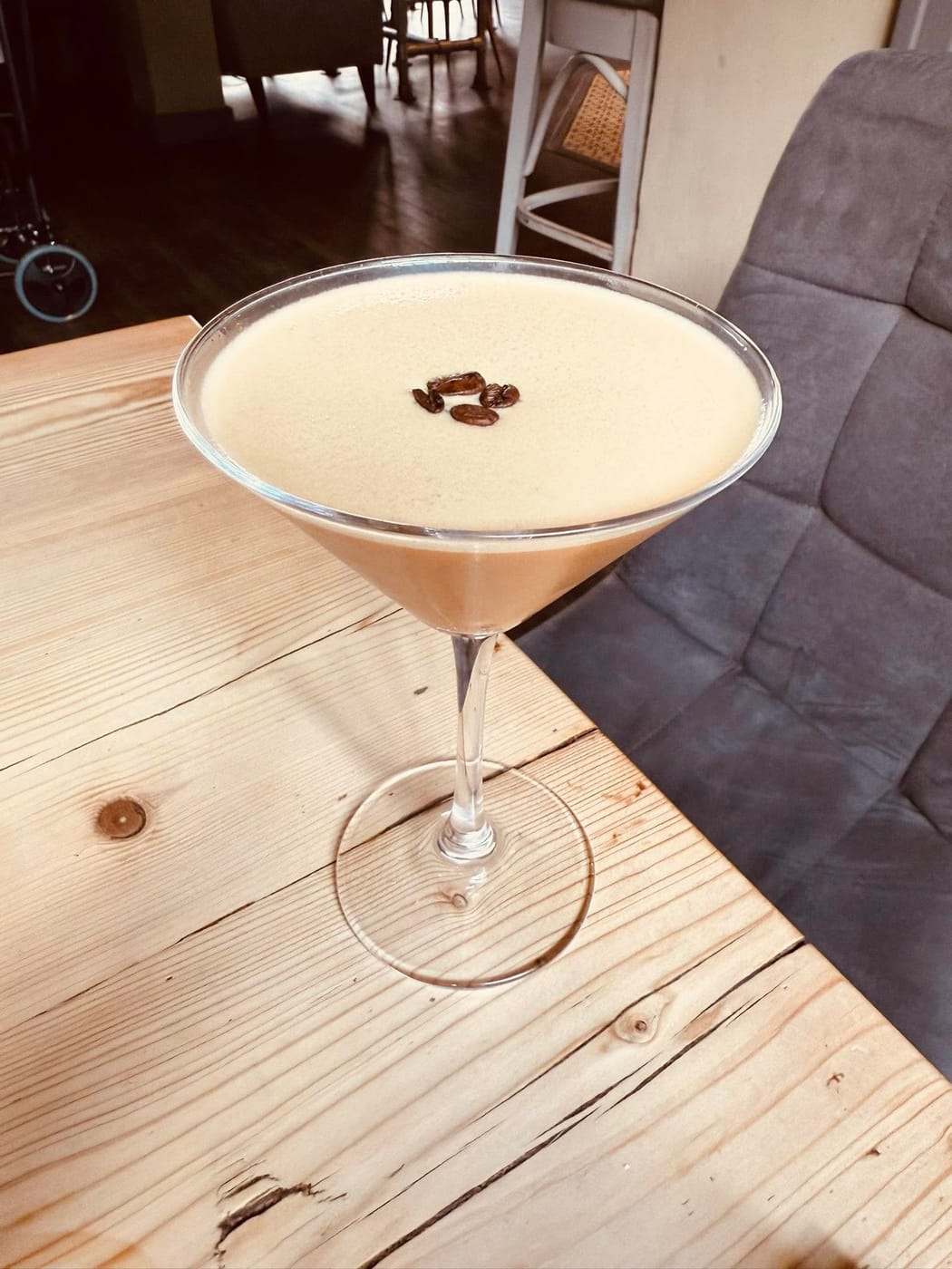 An espresso martini cocktail from the bar